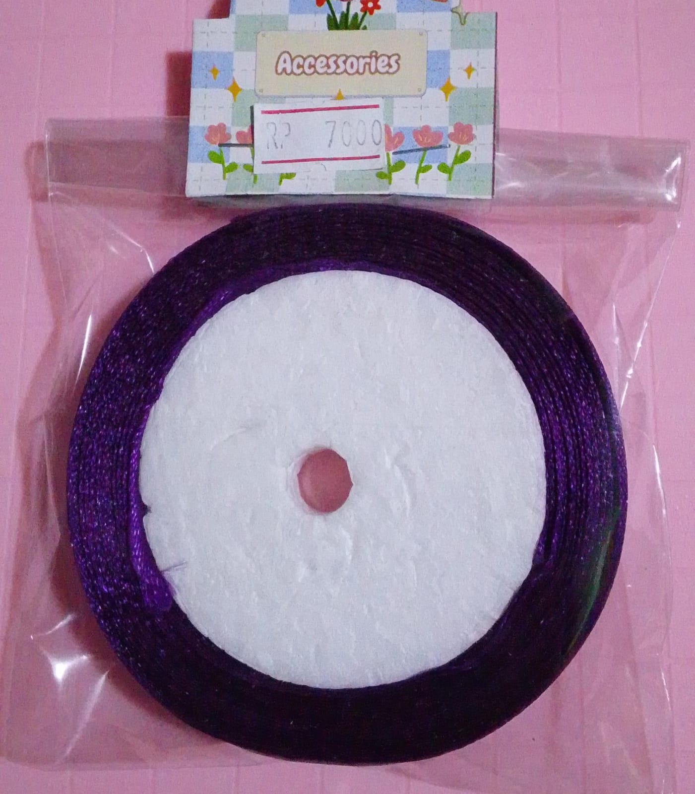Pita Satin 1/2 Inch Warna Unggu Merek Mawar 